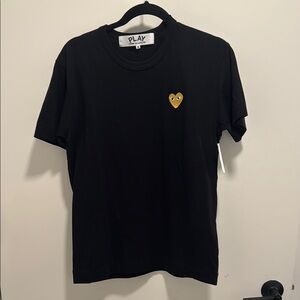 Comme des Garcons PLAY Black Tee with Gold Heart